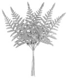 Vetvička MagicHome Vianoce, papraď, strieborn&aacute;, 19 cm