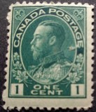 Timbru Canada 1911, Regele George V, 1 Cent Verde (Seria Amiral), Scott #104