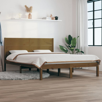 vidaXL Cadru de pat, maro miere, 140x200 cm, lemn masiv de pin foto