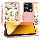 Husa flipcraft pentru xiaomi redmi note 13 5g - protectie 360, design floral, sweetheart pink
