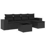 Cumpara ieftin Set mobilier de gradina cu perne, 6 piese, negru, poliratan