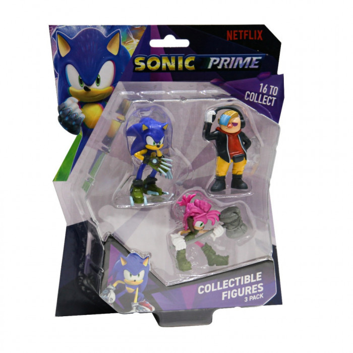 Sonic Prime - Set 3 figurine, blister, Sonic &amp; Dr. Dont &amp; Amy