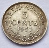 389. Moneda Newfoundland 5 cents 1941 (tiraj 621.641)(Argint 0.925), America de Nord