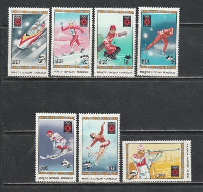 Mongolia 1984 - #385 Jocurile Olimpice de Iarna 7v MNH foto