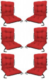 Set 6 Perne sezut/spatar pentru scaun de gradina sau balansoar, 50x50x55 cm, culoare rosu, Palmonix