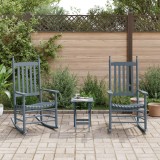 vidaXL Scaune balansoare 2 buc. cu masă pliabilă, gri, lemn masiv plop 3281593