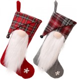 Set de 2 ciorapi pentru Craciun MARIBUR, bumbac/poliester, rosu/alb/gri, 41 x 27 cm