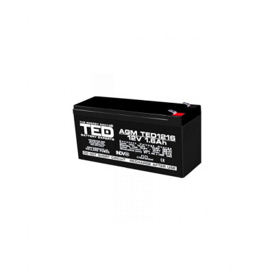 Acumulator AGM VRLA 12V 1,6A dimensiuni 97mm x 47mm x h 50mm F1 TED Battery Expert Holland TED003072 (20) foto