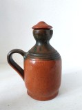 Carafa ceramica de autor Balanyi Magdolna Baia Mare - Semnatura originala BM - Cu capac - Arta plastica UAP - 15cm inaltime