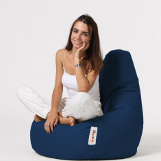 Fotoliu puf, Bean Bag, Ferndale Drop L, 80 x 80 cm, poliester impermeabil, albastru inchis