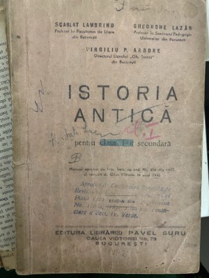 1942 Istoria antica pentru clasa I-a secundara - Scarlat Lambrino, Gheorghe Lazar editia II foto
