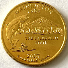 AMERICA QUARTER 1/4 DOLLAR 2007 LITERA D.(Regele somon - WASHINGTON),PLACAT AUR foto