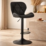Scaun de bar Artool West, rotativ, reglabil, piele ecologica neagra