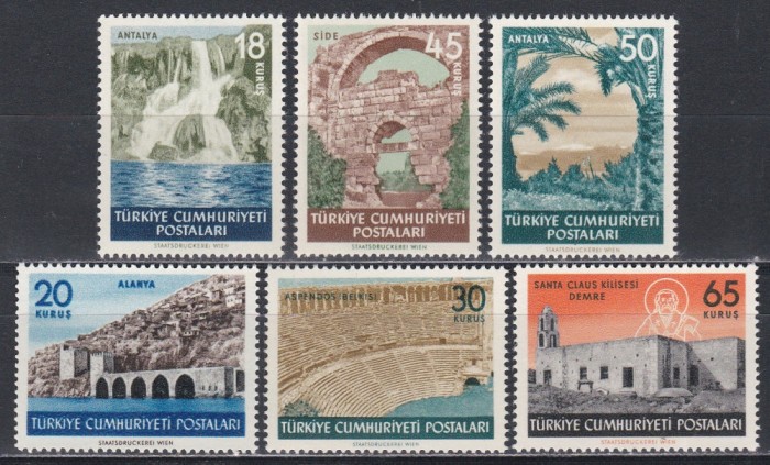 Turcia 1955 - Obiective Turistice, MNH