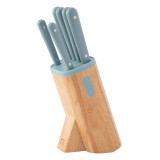 Cumpara ieftin Set Cutite cu suport BergHOFF Slate, 7 piese, Otel, ABS, Lemn, Albastru HighLine Cooking