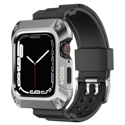 Husa pentru Apple Watch 4 / 5 / 6 / SE / SE 2 (44mm) + Curea - Lito Metal RuggedArmor (LS002) - Silver foto