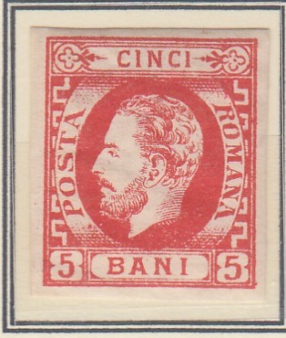 ROMANIA 1871 LP 30 REGELE CAROL I CU BARBA 5 BANI ROSU T2 GUMA ORIGINALA foto