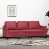 VidaXL Canapea cu 3 locuri, roșu vin, 180 cm, piele ecologică