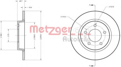Disc frana MAZDA 3 (BK) (2003 - 2009) METZGER 6110581 foto