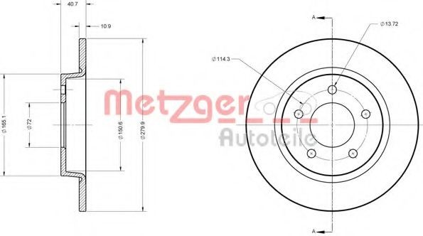 Disc frana MAZDA 3 (BK) (2003 - 2009) METZGER 6110581