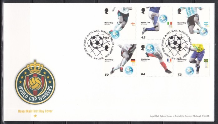 Marea Britanie 2006 - C&acirc;știgătorii Cupei Mondiale, FDC
