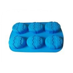 Forma silicon in forma de Ou, Pentru prajituri, Albastru, 6 cavitati, 26 cm, 339COF
