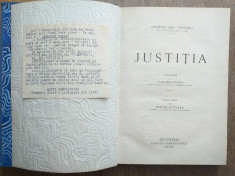 GIORGIO DEL VECCHIO - JUSTITIA, BUCURESTI 1936 , TRADUCERE VLADIMIR BOANTA foto