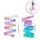 Set Panglici Gimnastică Ritmică, 2 buc, 2m x 4.5cm, Rainbow &amp; Metalic Mov, CMCLASS