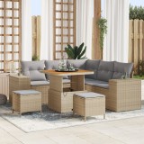 Set de 8 Piese Canapea Grădină cu Perne Bej Ratan Polimer Acacia, Set de 3 Piese Canapea pentru Grădină cu Perne Bej Ratan Polimer Acacia, vidaXL