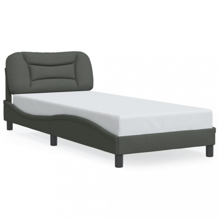 Gossi cadru de pat cu lumini led, gri inchis, 80x200 cm, textil