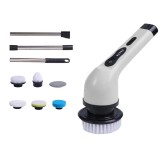 Perie electrica de curatare, flippy, pentru gresie, baie, bucatarie, 25x20x9.5 cm, cu 6 capete, maner extensibil detasabil 84-127cm, incarcare usb-typ