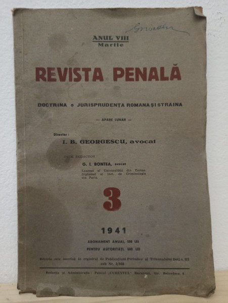 Revista Penala - Doctrina. Jurisprudenta Romana si Straina