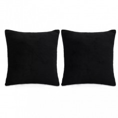 Set Perne Decorative 2 Buc Velur 45 x 45 cm Negru 132930