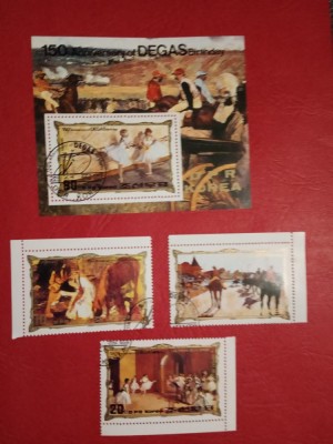 COREEA DE NORD, PICTURA DEGAS - COLIȚĂ + SERIE COMPLETĂ ȘTAMPILATĂ foto