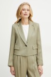 Marella blazer din amestec de in Emme by Marella culoarea verde, un singur rand de nasturi, neted, 2515041121200