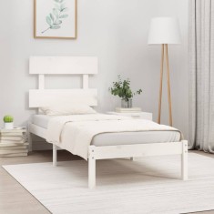 vidaXL Cadru de pat, alb, 100x200 cm, lemn masiv 3104664