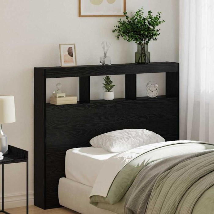 Cadran cu LED Stejar negru 122 x 17 x 102 cm Lemn compozit