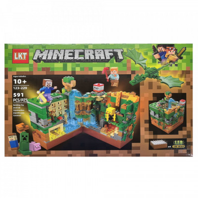 Set de constructie cu piese de asamblat tip lego LKT Minecraft cu lampa LED 591 foto