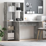 vidaXL Birou cu raft cu depozitare Gri beton 138.5 x 55 x 143 cm Lemn compozit
