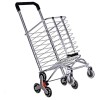 Carucior pentru cumparaturi pliabil, cu roti pentru urcarea scarilor, din metal si plastic, rezistent la apa, rugina si uzura, argintiu