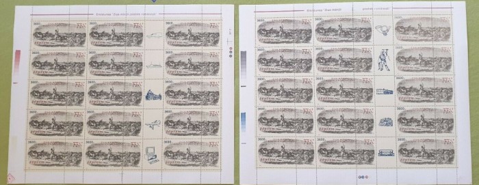 LP 1435 a- ZIUA MARCII POSTALE ROMANESTI PERECHE DE COLI CU 10 VIGNETE DIFERITE