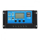 Regulator Solar PWM 10A, 12V/24V, Dual USB, LCD, Controler Incarcare Baterii VRLA, AGM, GEL, Li-Ion, Protectie Scurtcircuit, Suprasarcina
