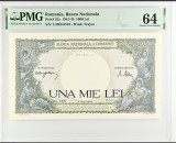 1000 lei Mai 1944 PMG64 UNC bancnota gradata, Litera