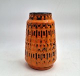 Vaza Ceramica Scheurich MCM mid century modern model INKA 260 - 18 portocaliu glazura lucioasa