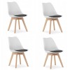 Set 4 scaune bucatarie/living, Artool, Mark, PP, lemn, alb, perna neagra, 49x43x82 cm GartenVIP DiyLine