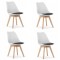 Set 4 scaune stil scandinav, Artool, Mark, PP, lemn, alb, perna neagra, 49x43x82 cm GartenVIP DiyLine
