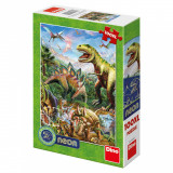 Puzzle XL - Lumea dinozaurilor neon (100 piese) PlayLearn Toys, Dino
