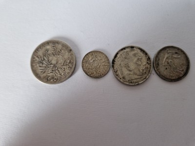 Lot de 4 Monede din Argint -Germnia 1 Buc- Franta 3 Buc. foto