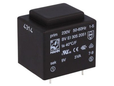 Transformator PCB &amp;icirc;ncapsulat 3VA 230V 9V foto