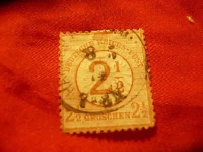 Timbru 2 1/2 gr. supratipar/ 2 1/2gr Germania 1872 scut mic, stamp. foto